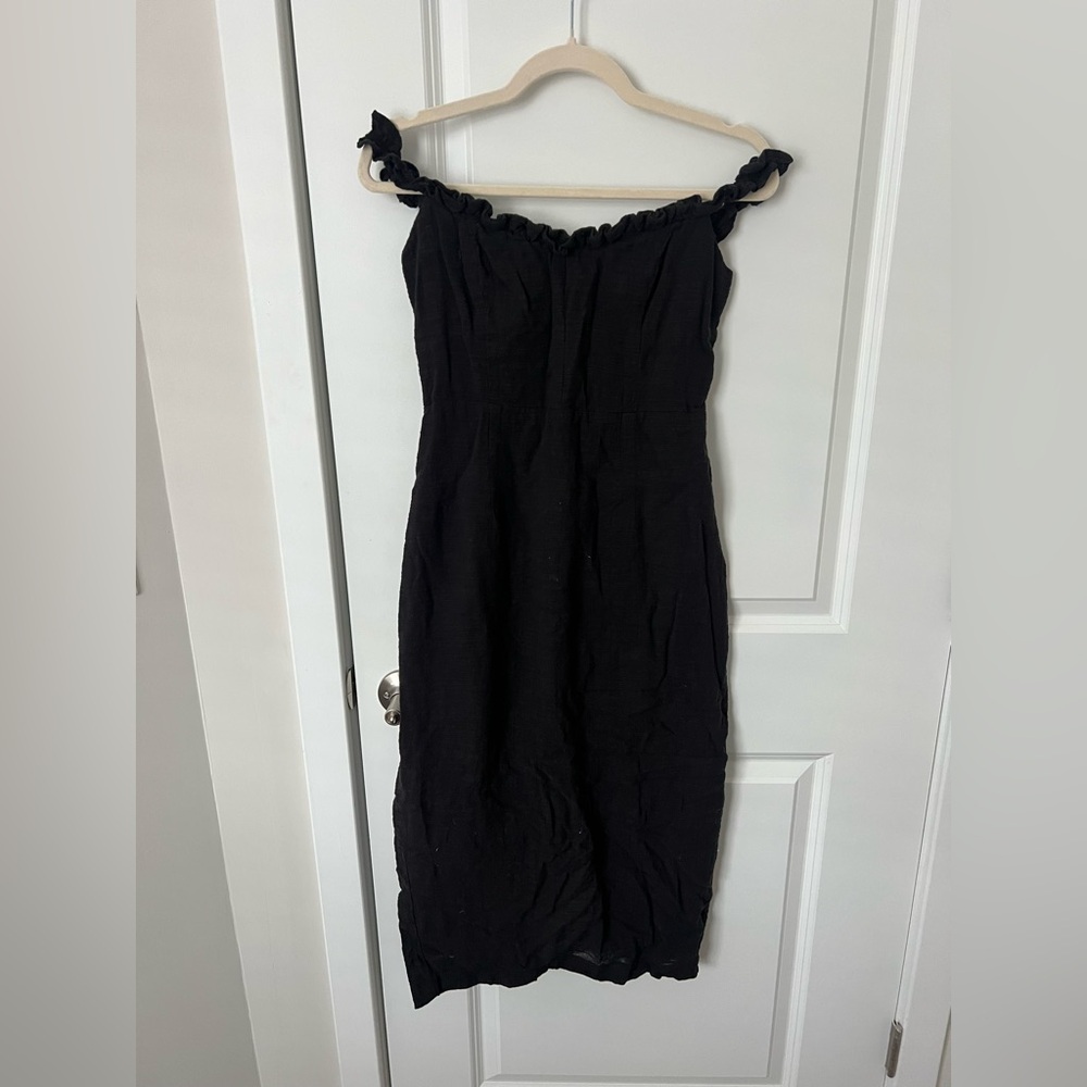 100% cotton black midi dress for formal occasion